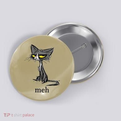 Funny Meh Cat Gift For Cat Lovers Button