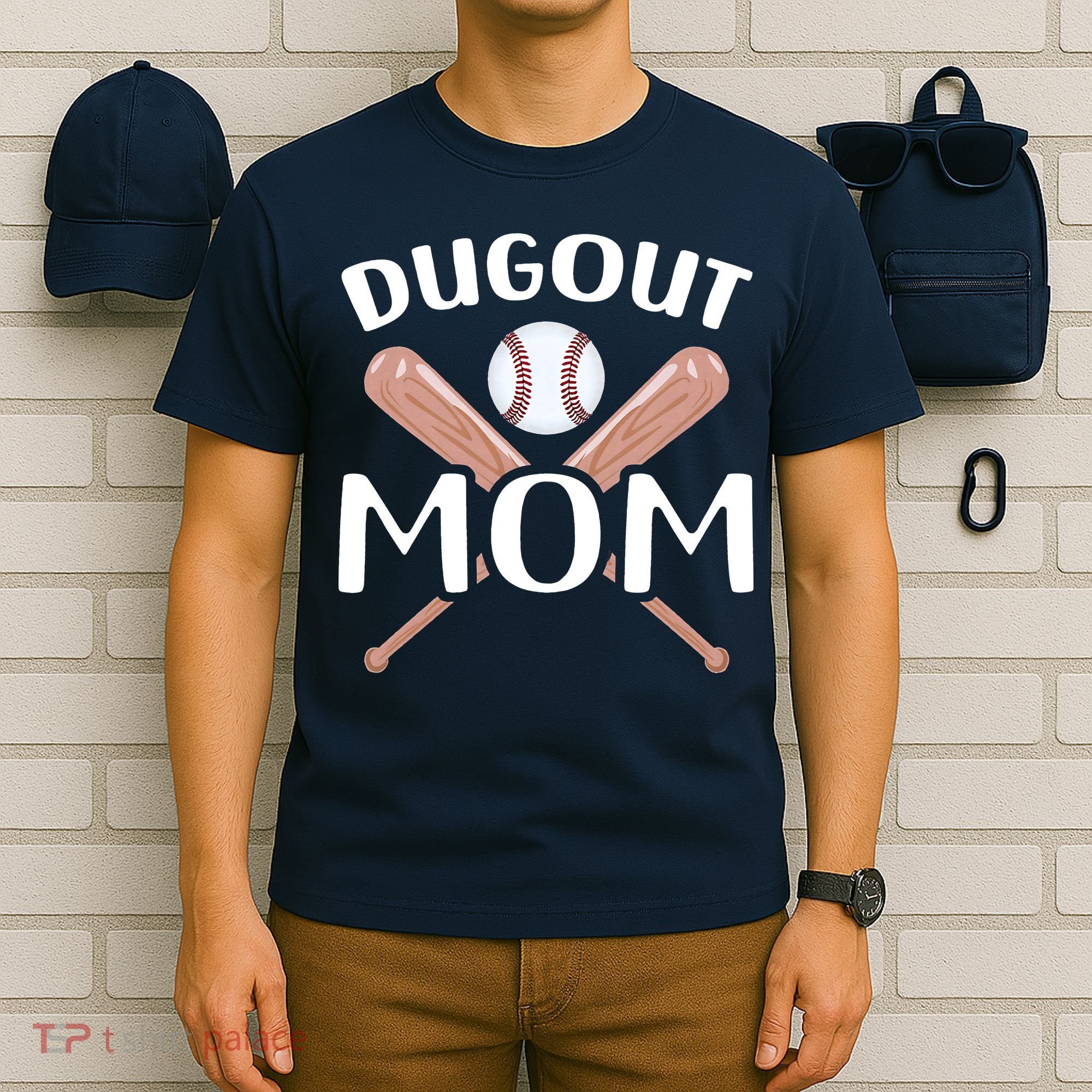 Funny Mom Dugout Mom Baseball Cool Baseball Mom T-Shirt
