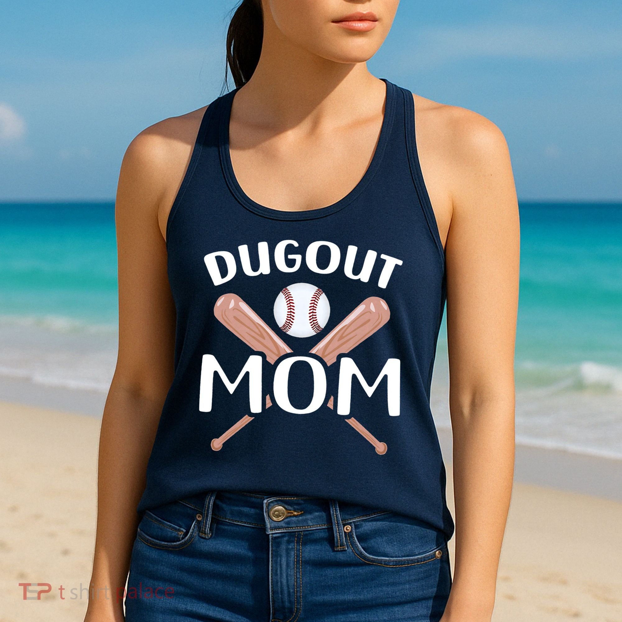 Funny Mom Dugout Mom Baseball Cool Baseball Mom Women's Tank Top