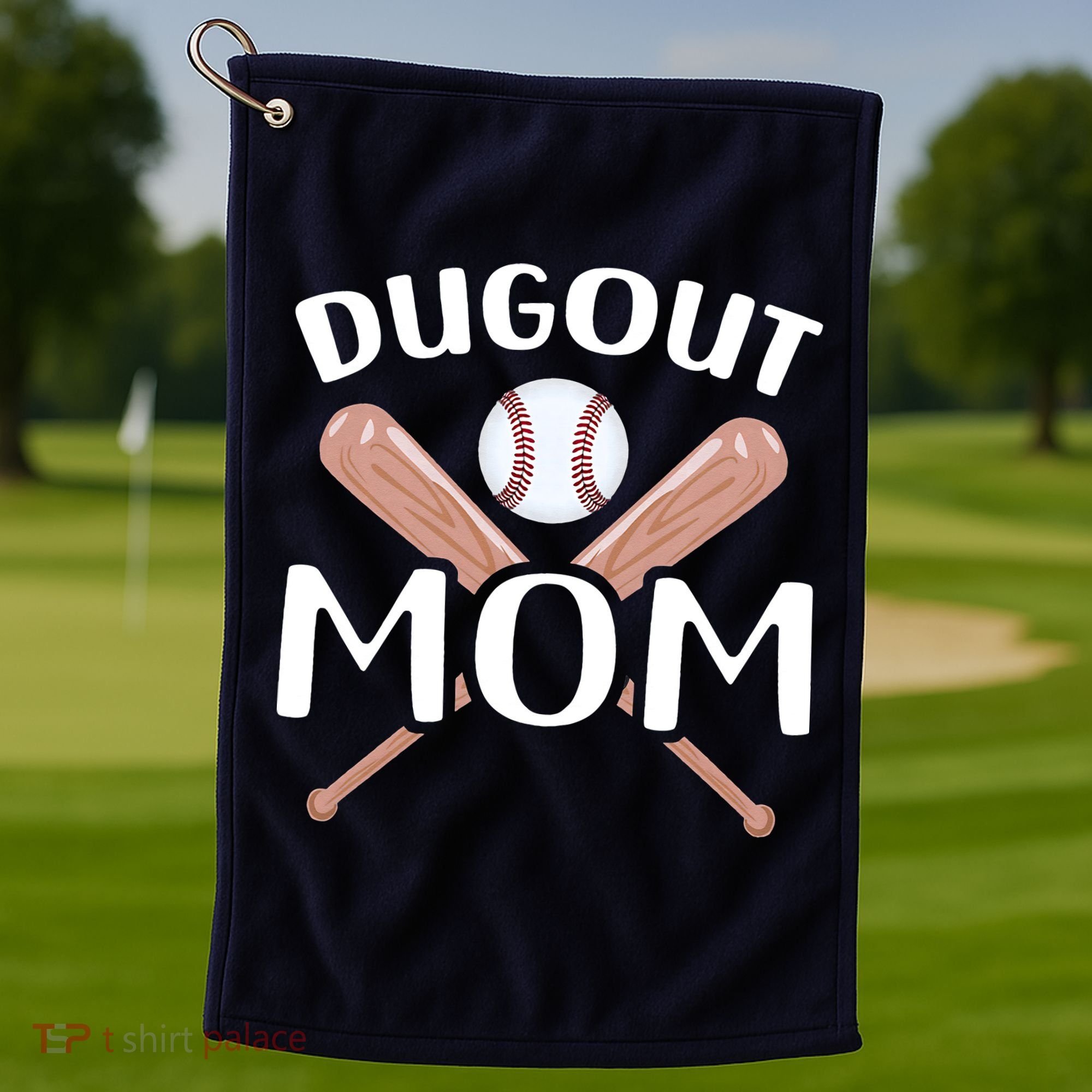 Funny Mom Dugout Mom Baseball Cool Baseball Mom Golf Towel