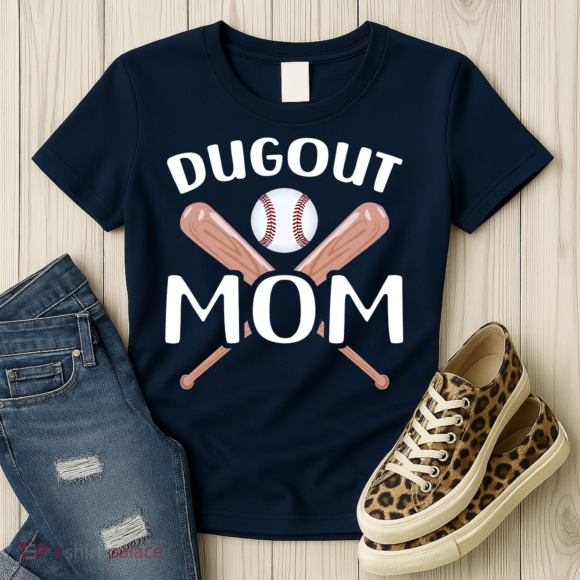 Funny Mom Dugout Mom Baseball Cool Baseball Mom Women's T-Shirt