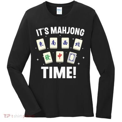 Funny Mahjong Design For Mahjong Game Player Lover Women's Long Sleeve Shirt