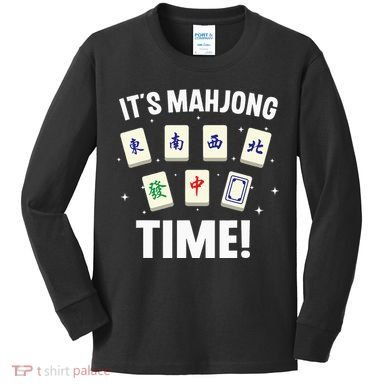Funny Mahjong Design For Mahjong Game Player Lover Kids Long Sleeve Shirt