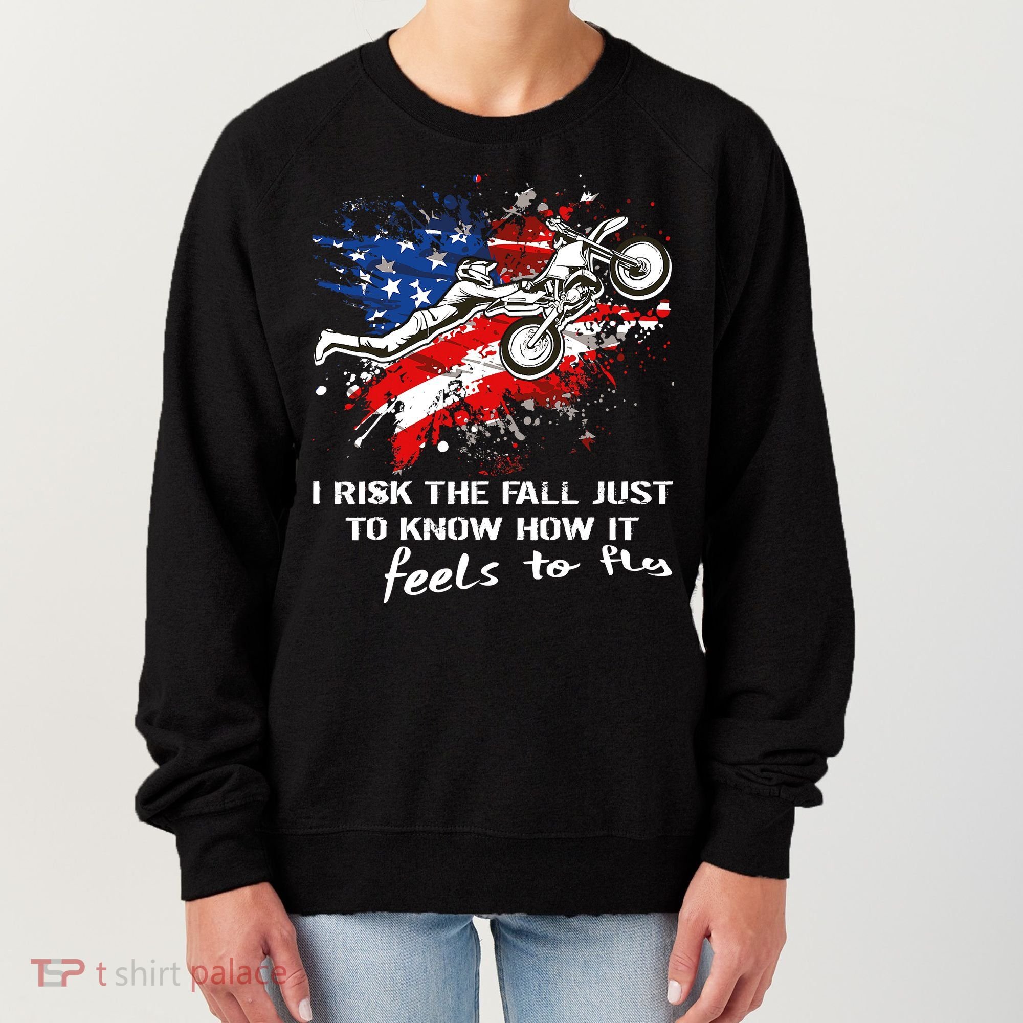 Funny Motocross Dirtbike Motorcycle MX Us Flag Women's Sweatshirt