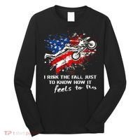 Funny Motocross Dirtbike Motorcycle MX Us Flag Long Sleeve Shirt thumb 0