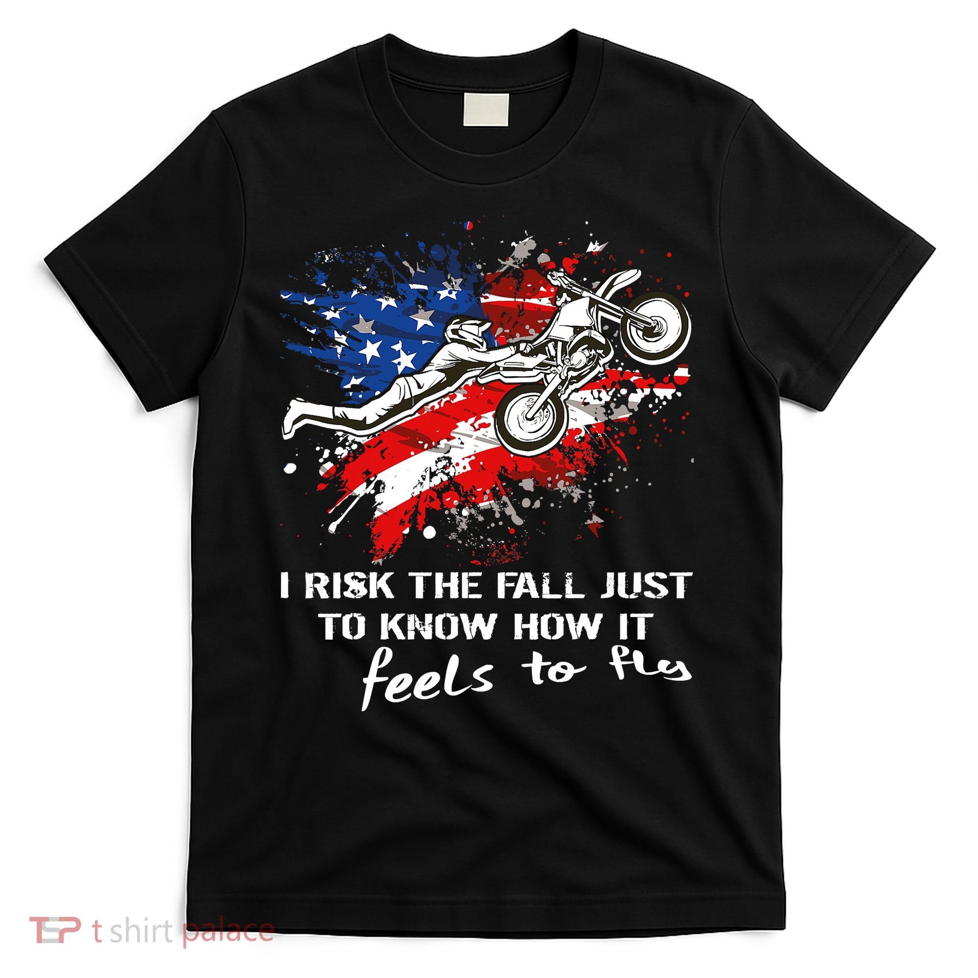 Funny Motocross Dirtbike Motorcycle MX Us Flag T-Shirt