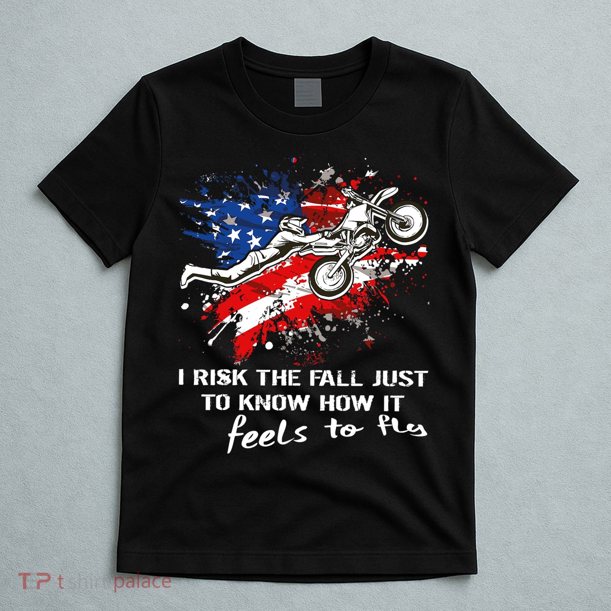 Funny Motocross Dirtbike Motorcycle MX Us Flag T-Shirt