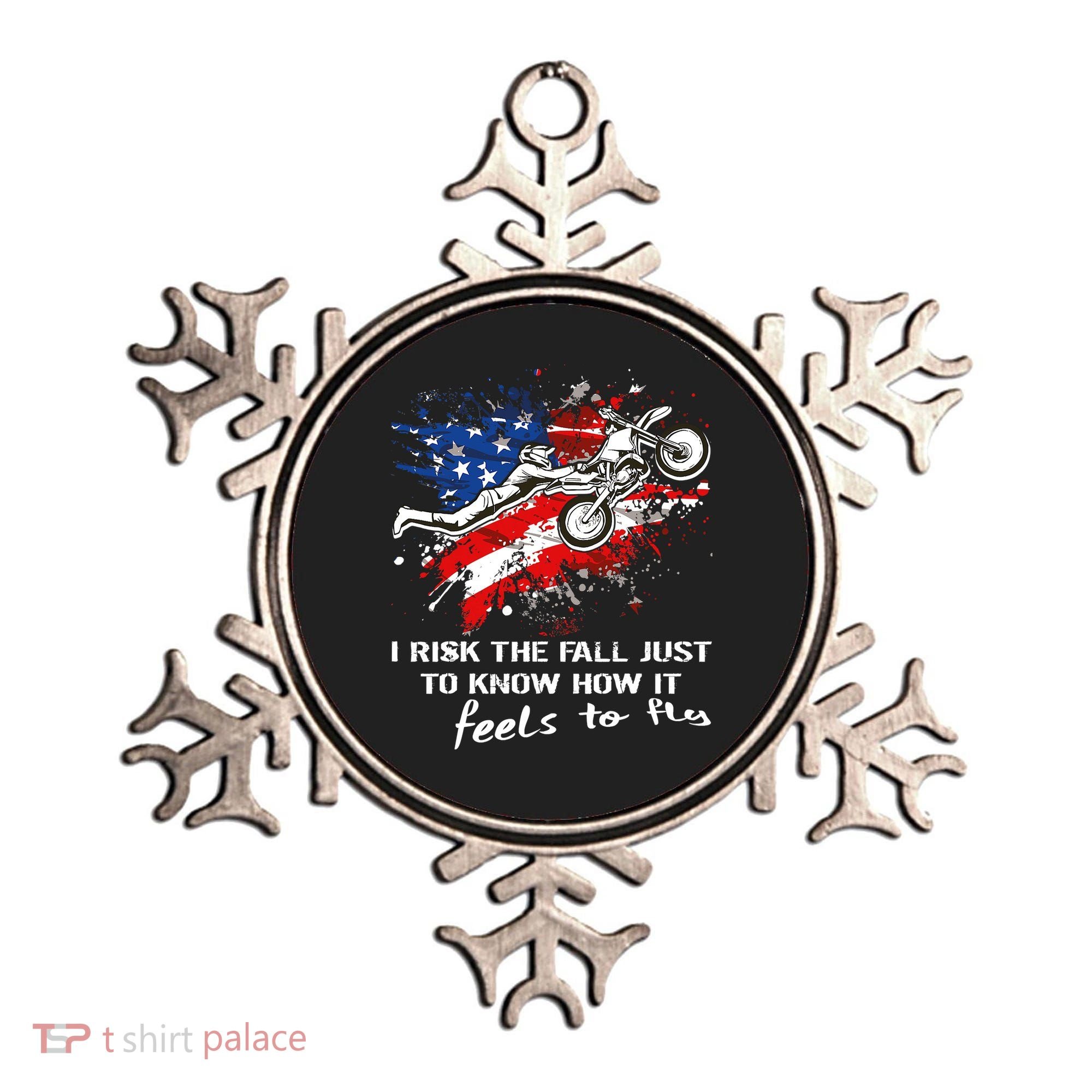 Funny Motocross Dirtbike Motorcycle MX Us Flag Ornament