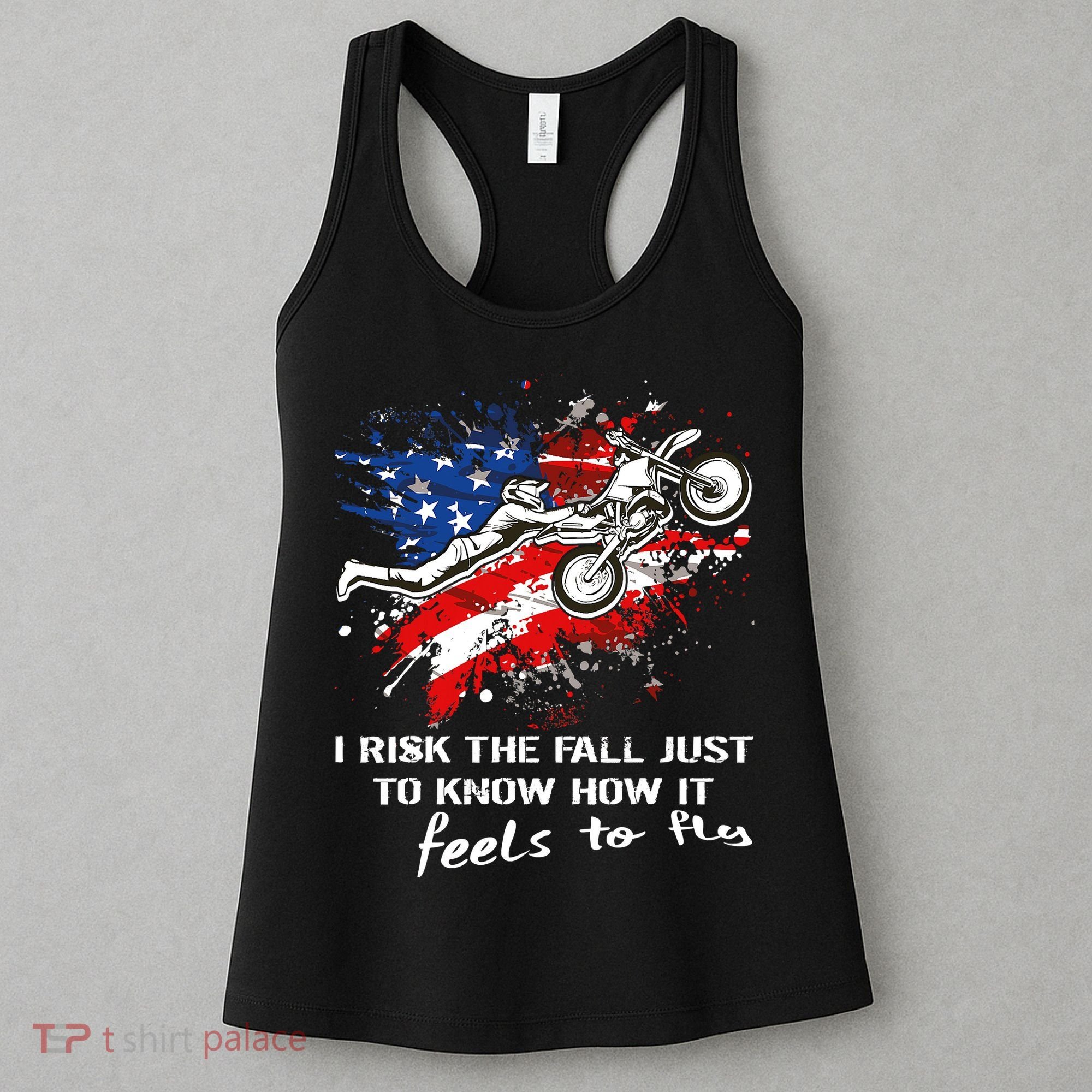 Funny Motocross Dirtbike Motorcycle MX Us Flag Women's Tank Top