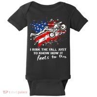 Funny Motocross Dirtbike Motorcycle MX Us Flag Baby Bodysuit thumb 0