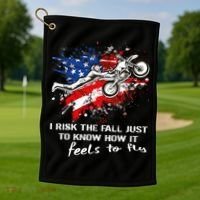 Funny Motocross Dirtbike Motorcycle MX Us Flag Golf Towel thumb 1