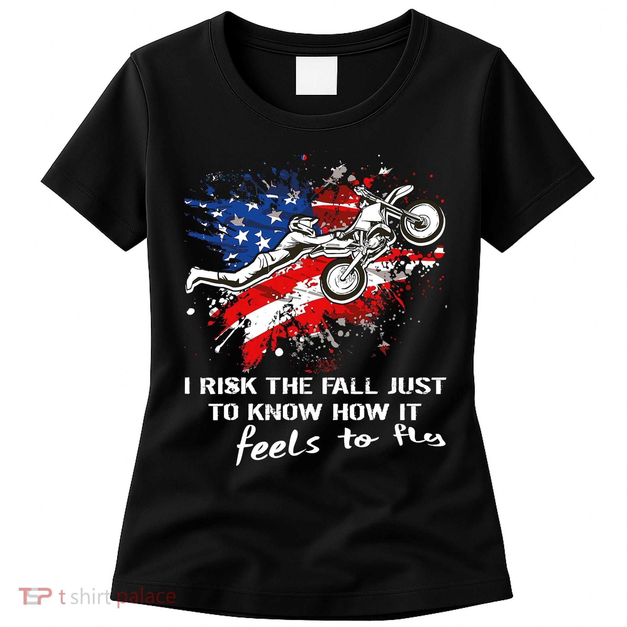 Funny Motocross Dirtbike Motorcycle MX Us Flag Women's T-Shirt
