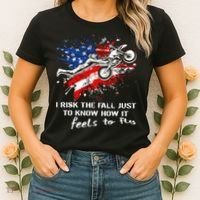 Funny Motocross Dirtbike Motorcycle MX Us Flag Women's T-Shirt thumb 2