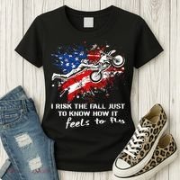 Funny Motocross Dirtbike Motorcycle MX Us Flag Women's T-Shirt thumb 3