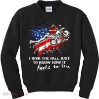 Funny Motocross Dirtbike Motorcycle MX Us Flag Kids Sweatshirt thumb 0