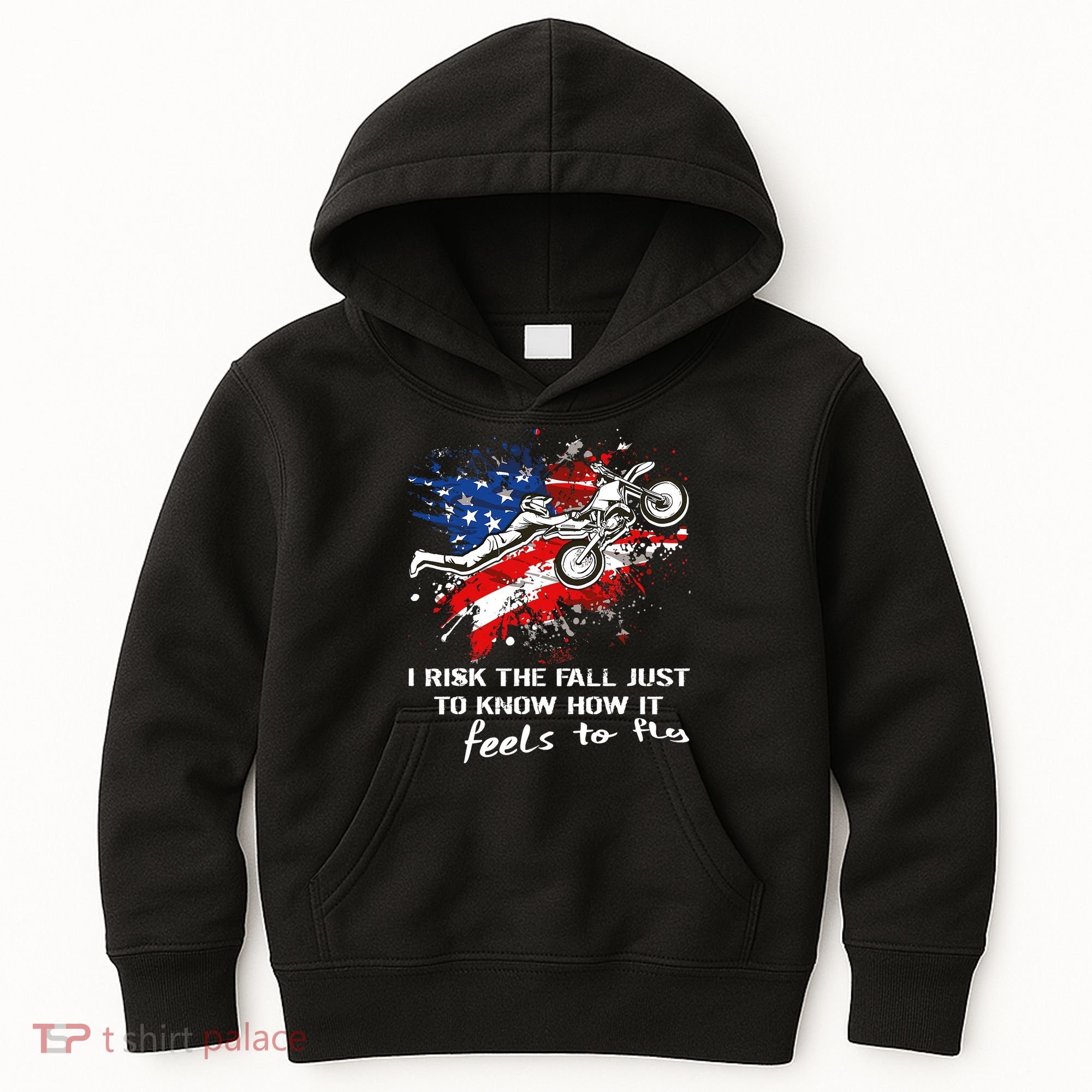 Funny Motocross Dirtbike Motorcycle MX Us Flag Kids Hoodie