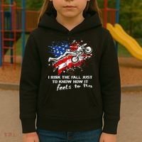 Funny Motocross Dirtbike Motorcycle MX Us Flag Kids Hoodie thumb 3