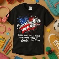 Funny Motocross Dirtbike Motorcycle MX Us Flag Kids T-Shirt thumb 3