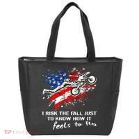 Funny Motocross Dirtbike Motorcycle MX Us Flag Tote Bag thumb 0