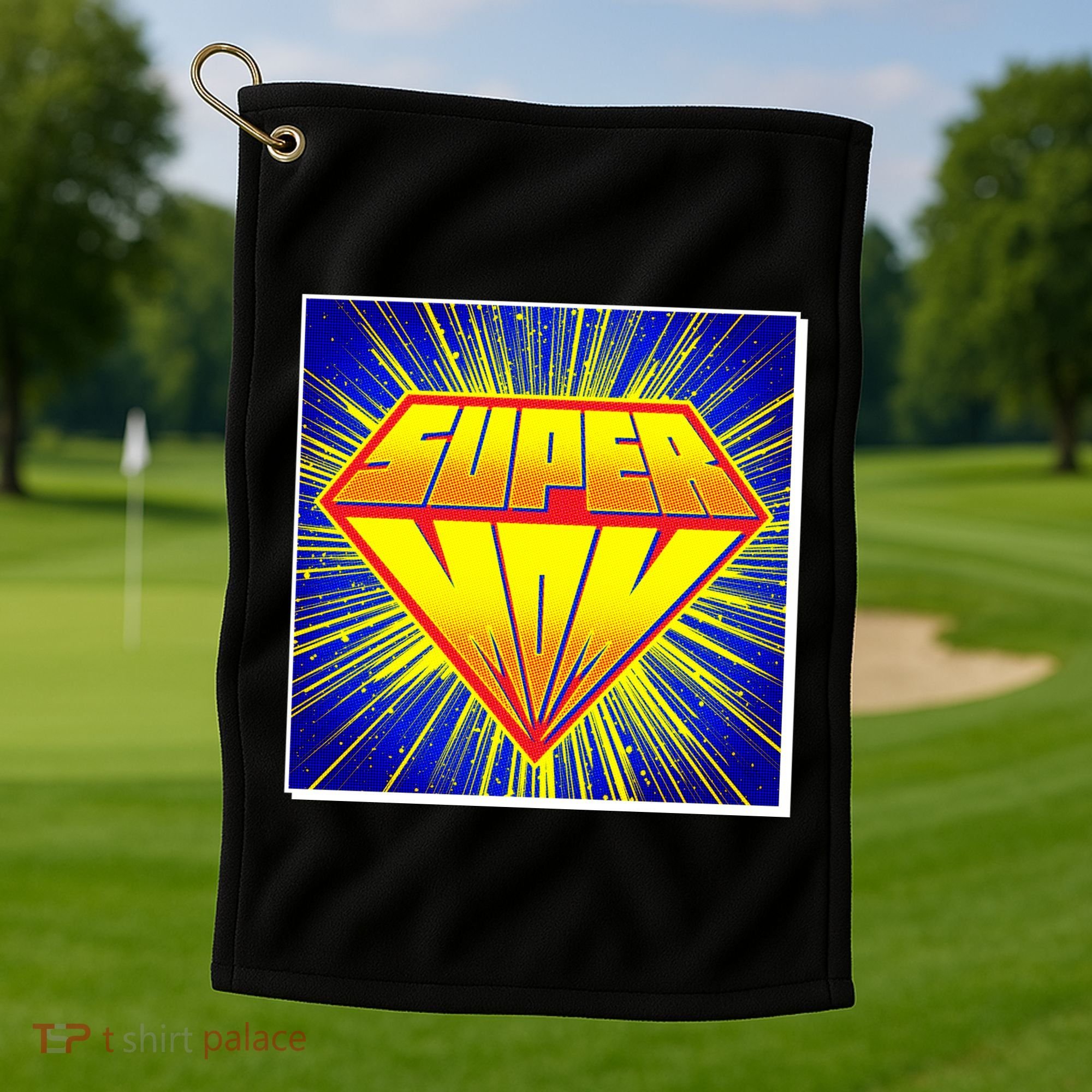 Funny Mother's Day Super Mom Pop Art Comic Panel Golf Towel