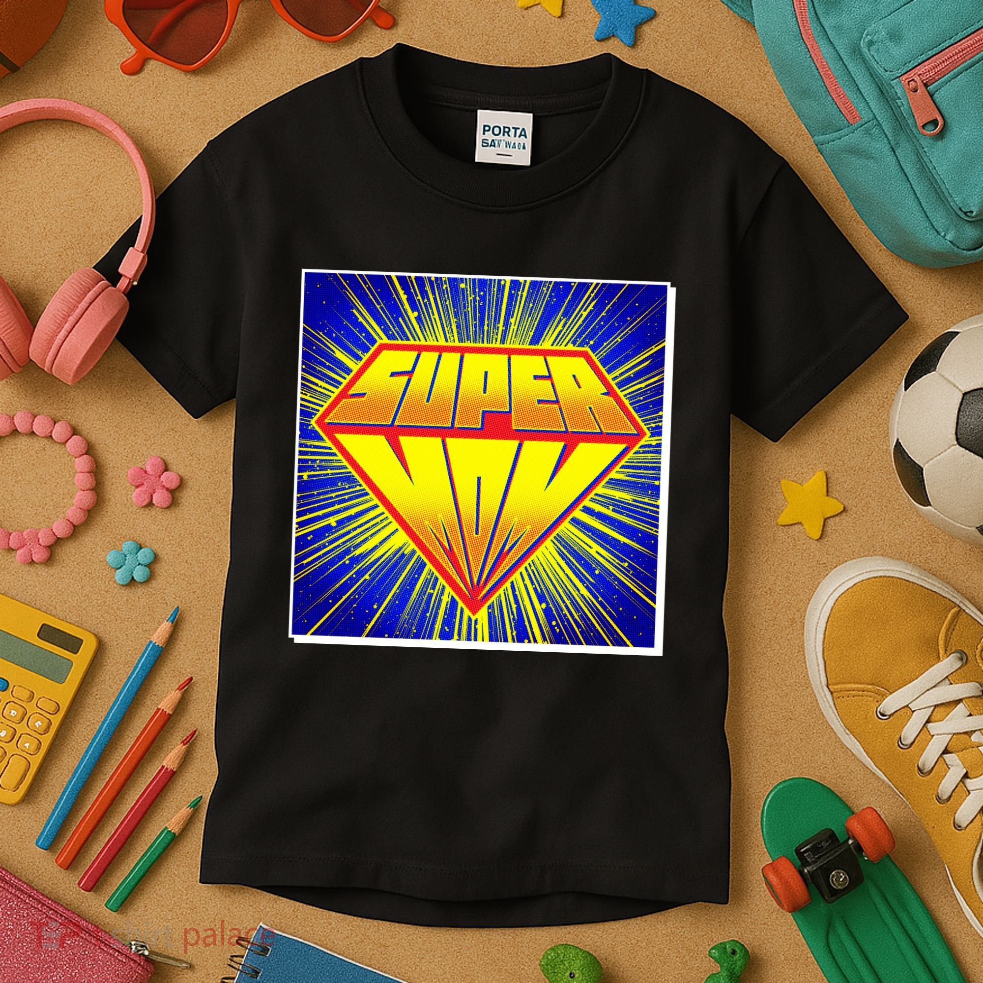 Funny Mother's Day Super Mom Pop Art Comic Panel Kids T-Shirt