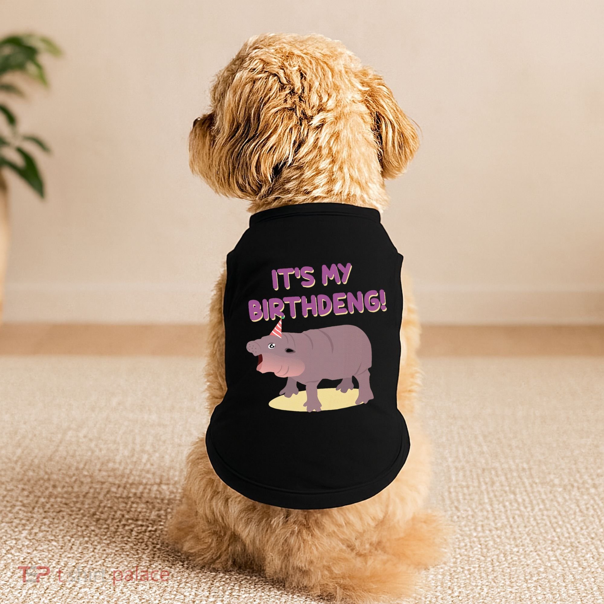 Funny Moo Deng Baby Hippo Cute ItS My Birthday Birthdeng Doggie Tank