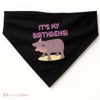 Funny Moo Deng Baby Hippo Cute ItS My Birthday Birthdeng USA-Made Doggie Bandana thumb 0