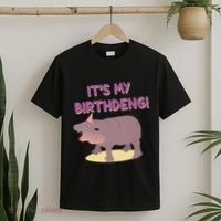 Funny Moo Deng Baby Hippo Cute ItS My Birthday Birthdeng T-Shirt thumb 2