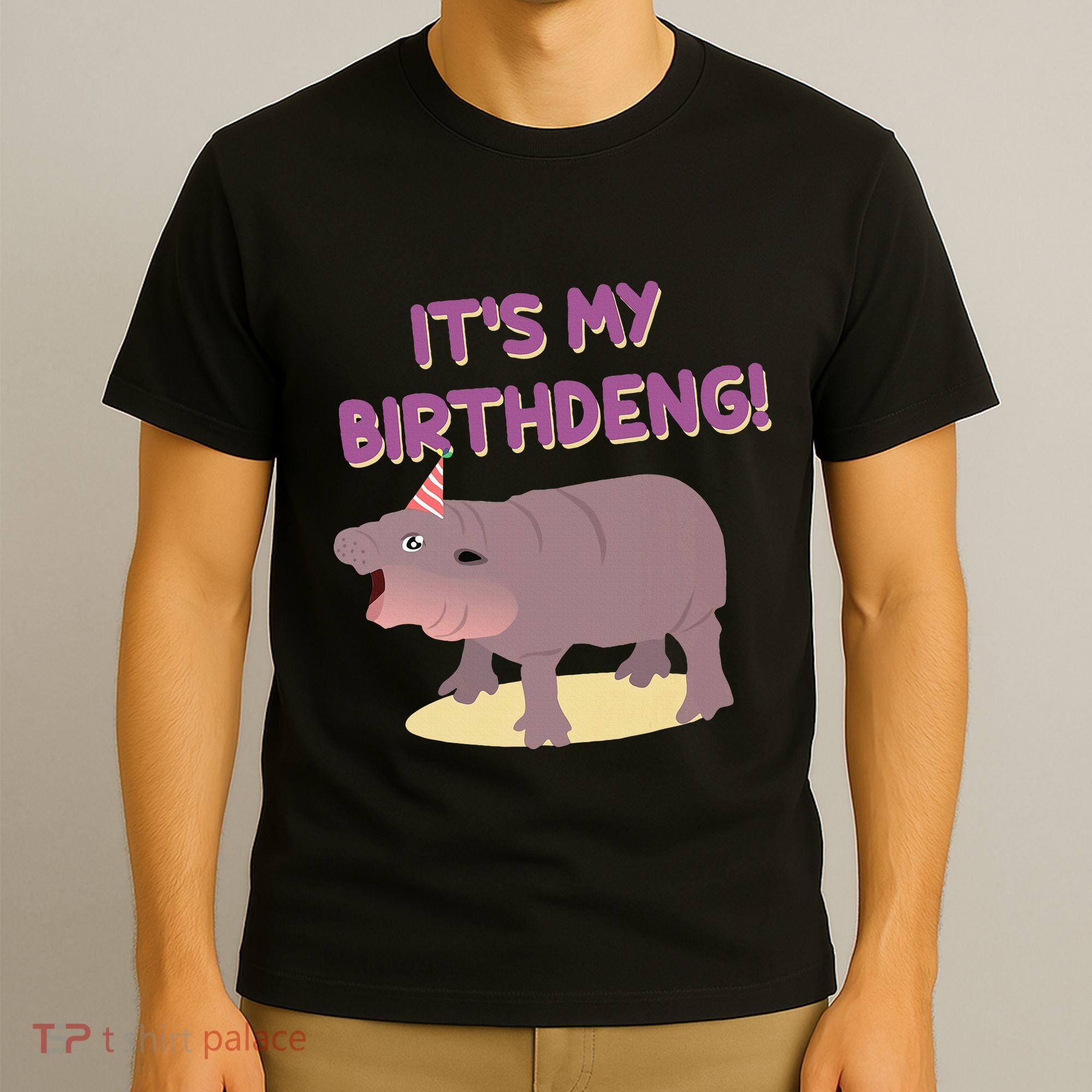 Funny Moo Deng Baby Hippo Cute ItS My Birthday Birthdeng T-Shirt