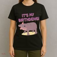 Funny Moo Deng Baby Hippo Cute ItS My Birthday Birthdeng T-Shirt thumb 4