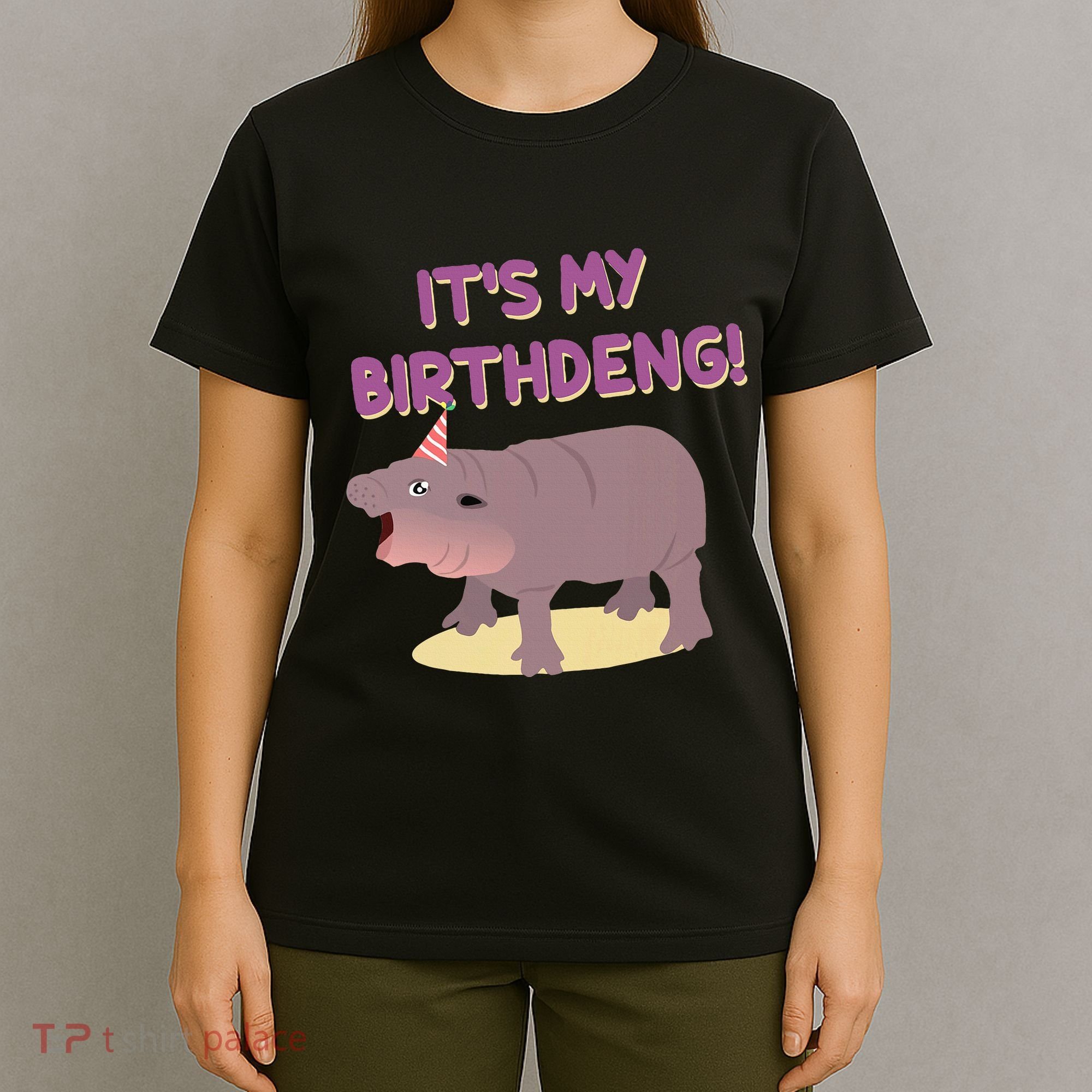 Funny Moo Deng Baby Hippo Cute ItS My Birthday Birthdeng T-Shirt