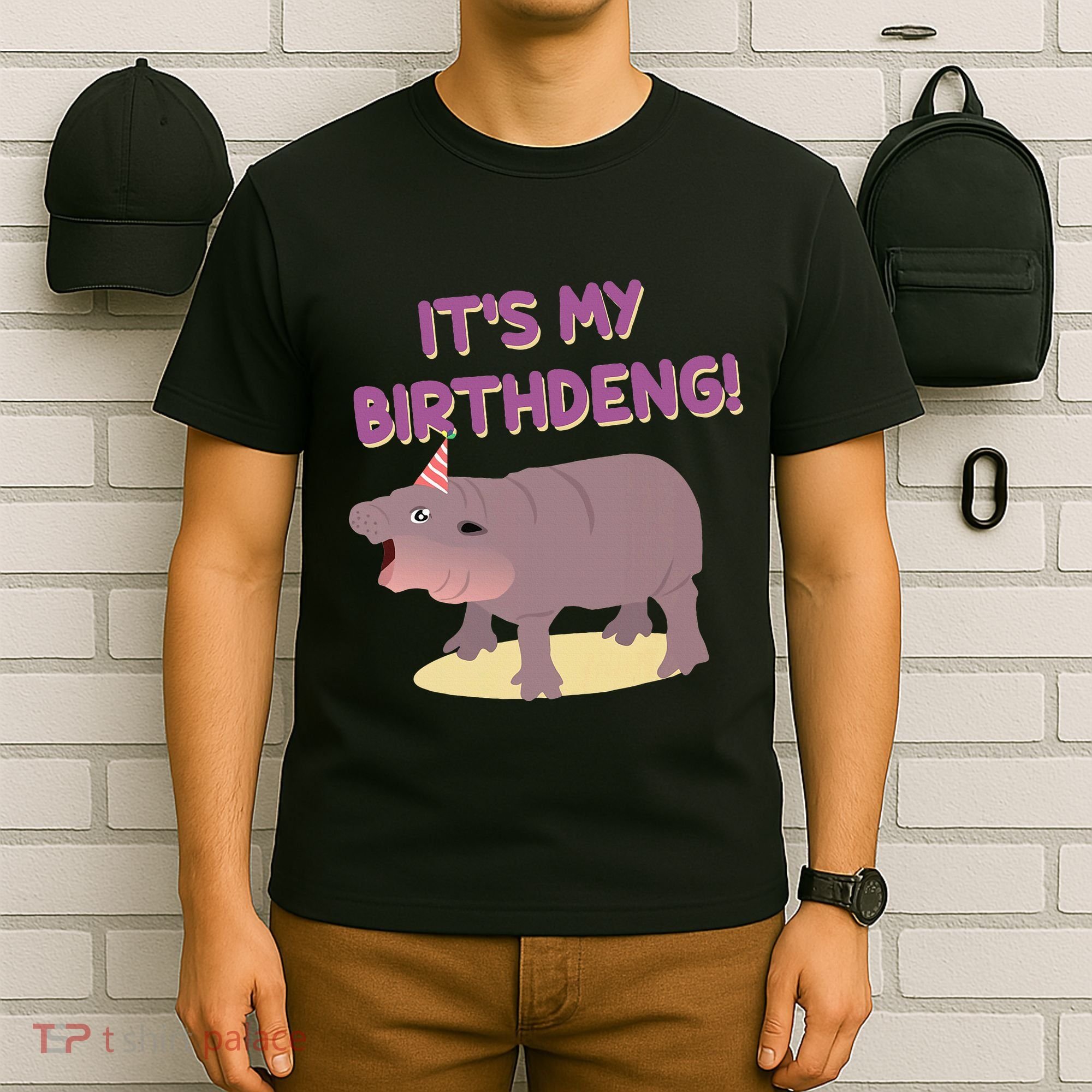 Funny Moo Deng Baby Hippo Cute ItS My Birthday Birthdeng T-Shirt