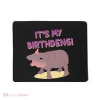 Funny Moo Deng Baby Hippo Cute ItS My Birthday Birthdeng Mousepad thumb 0