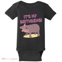 Funny Moo Deng Baby Hippo Cute ItS My Birthday Birthdeng Baby Bodysuit thumb 0