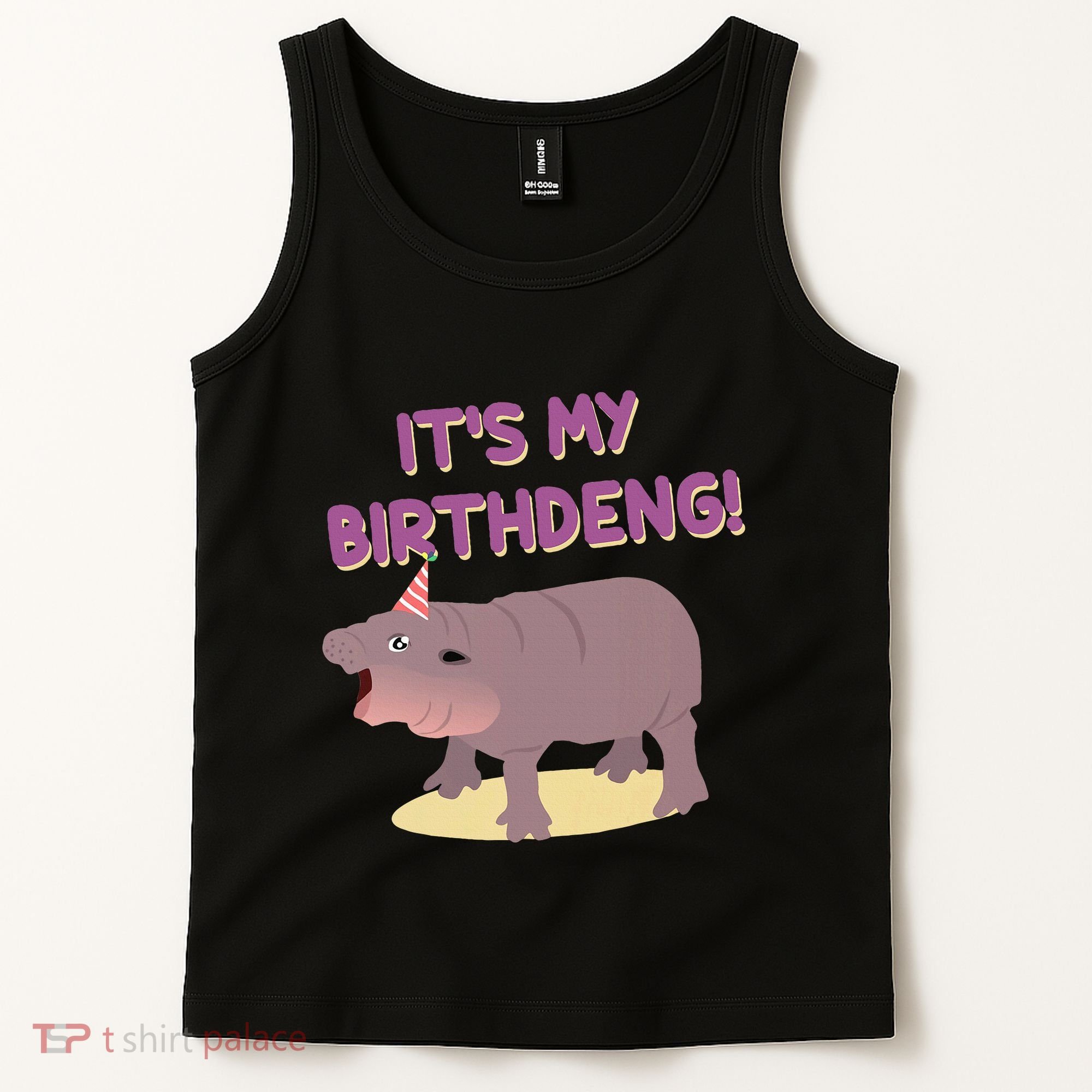 Funny Moo Deng Baby Hippo Cute ItS My Birthday Birthdeng Tank Top