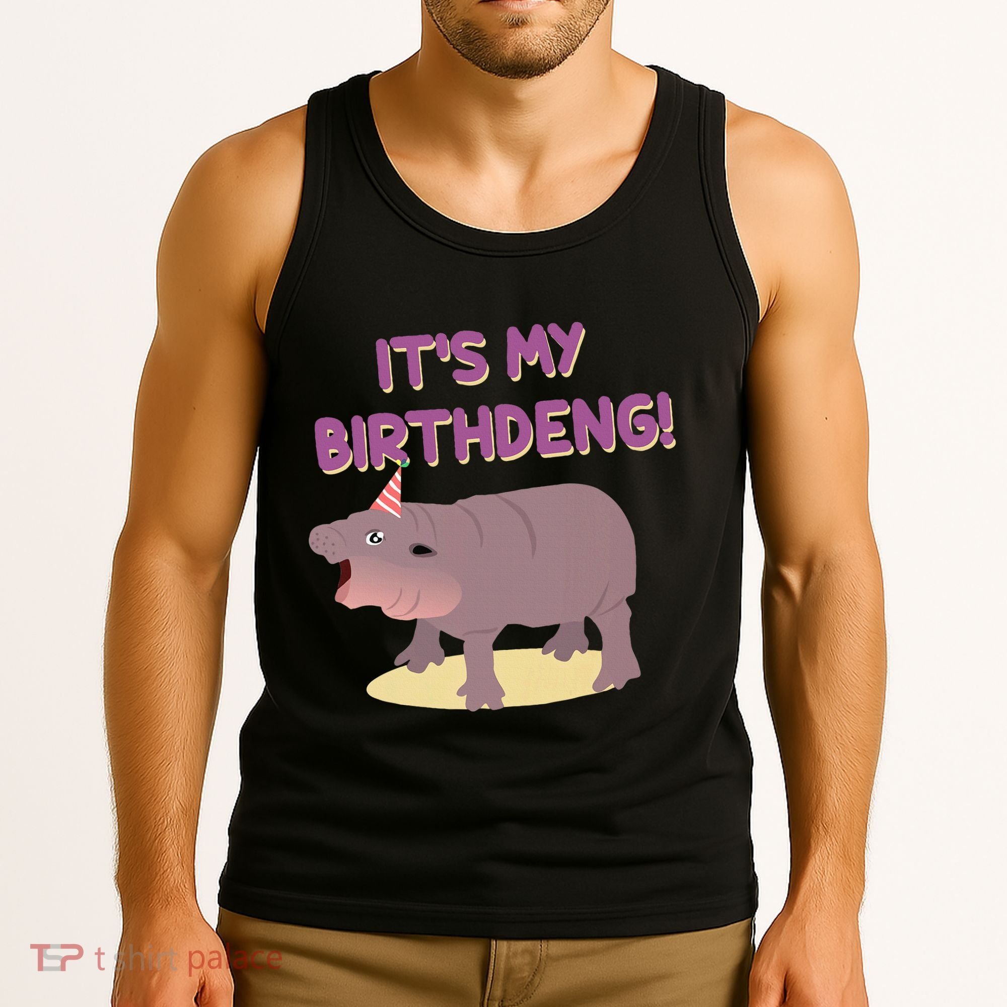 Funny Moo Deng Baby Hippo Cute ItS My Birthday Birthdeng Tank Top
