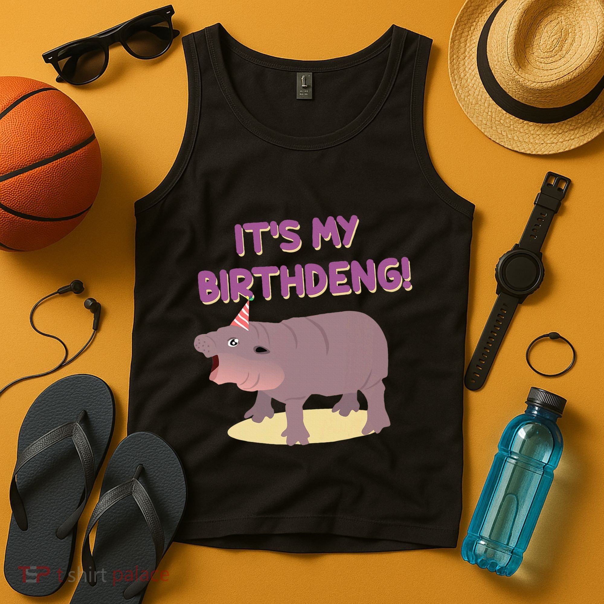 Funny Moo Deng Baby Hippo Cute ItS My Birthday Birthdeng Tank Top