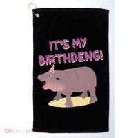 Funny Moo Deng Baby Hippo Cute ItS My Birthday Birthdeng Golf Towel thumb 0