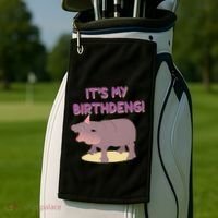Funny Moo Deng Baby Hippo Cute ItS My Birthday Birthdeng Golf Towel thumb 2
