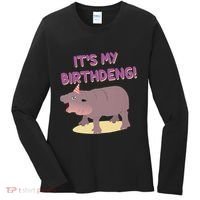 Funny Moo Deng Baby Hippo Cute ItS My Birthday Birthdeng Women's Long Sleeve Shirt thumb 0