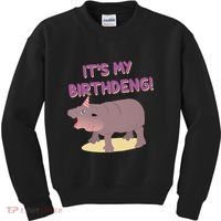 Funny Moo Deng Baby Hippo Cute ItS My Birthday Birthdeng Kids Sweatshirt thumb 0