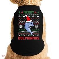 Funny Merry Dolphintmas Ugly Christmas Sweater Dolphin Santa Gift Doggie Tank thumb 0