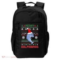 Funny Merry Dolphintmas Ugly Christmas Sweater Dolphin Santa Gift Backpack thumb 0