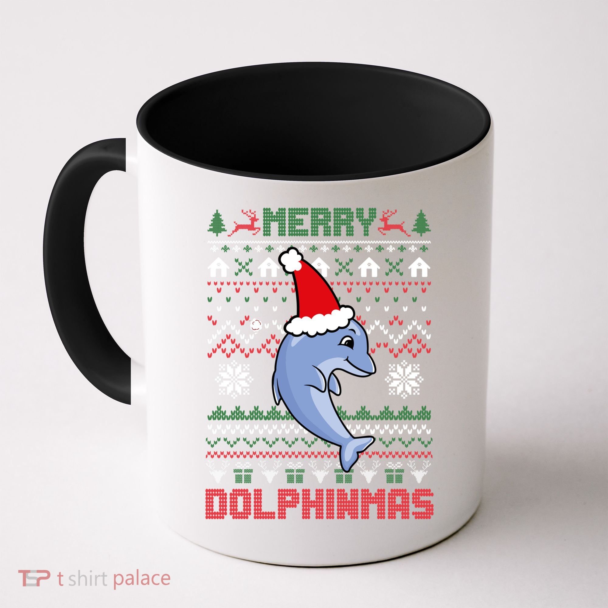 Funny Merry Dolphintmas Ugly Christmas Sweater Dolphin Santa Gift Coffee Mug