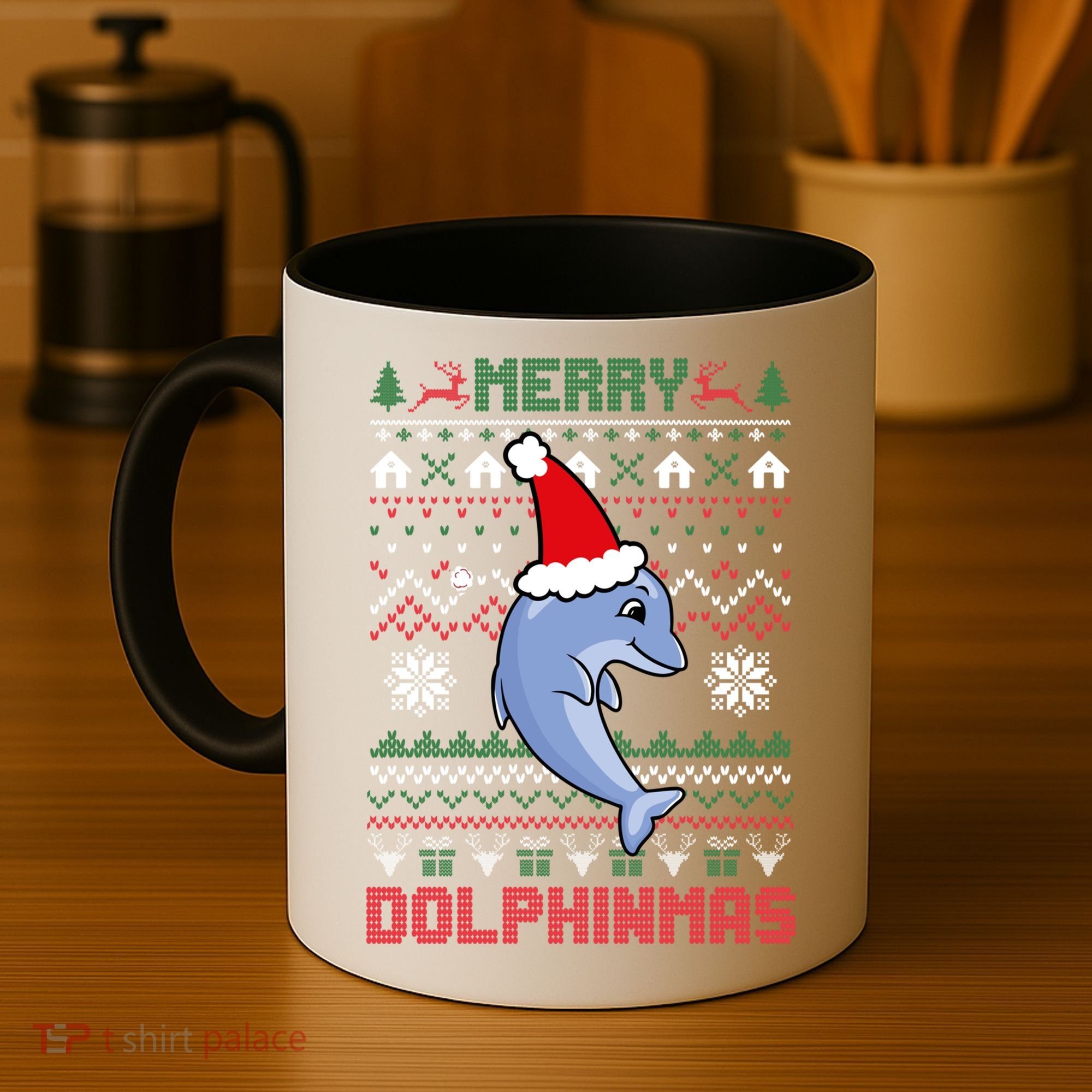 Funny Merry Dolphintmas Ugly Christmas Sweater Dolphin Santa Gift Coffee Mug