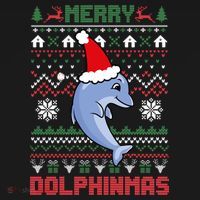 Funny Merry Dolphintmas Ugly Christmas Sweater Dolphin Santa Gift Women's Hoodie thumb 2