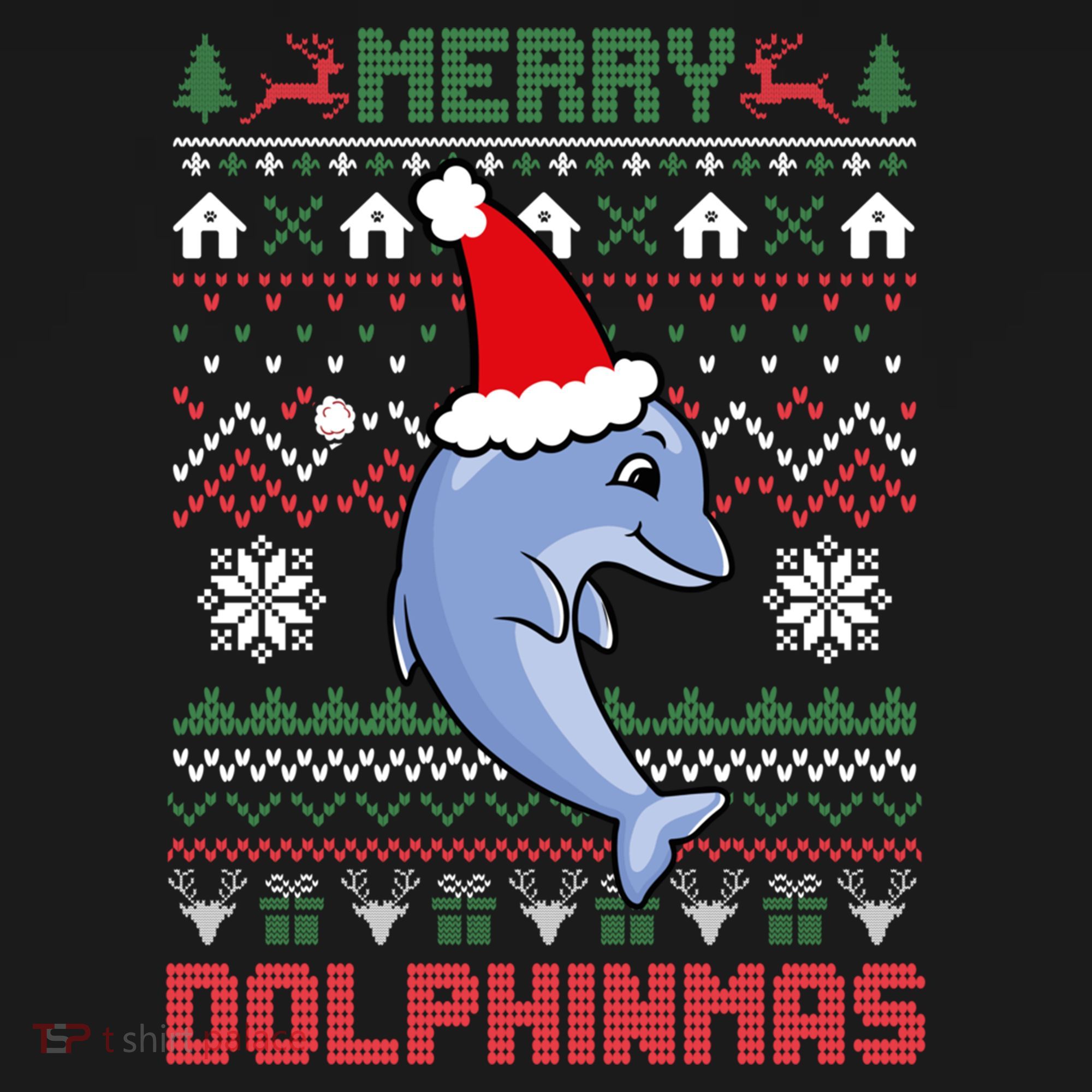 Funny Merry Dolphintmas Ugly Christmas Sweater Dolphin Santa Gift Ornament
