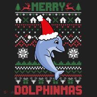 Funny Merry Dolphintmas Ugly Christmas Sweater Dolphin Santa Gift Golf Towel thumb 3