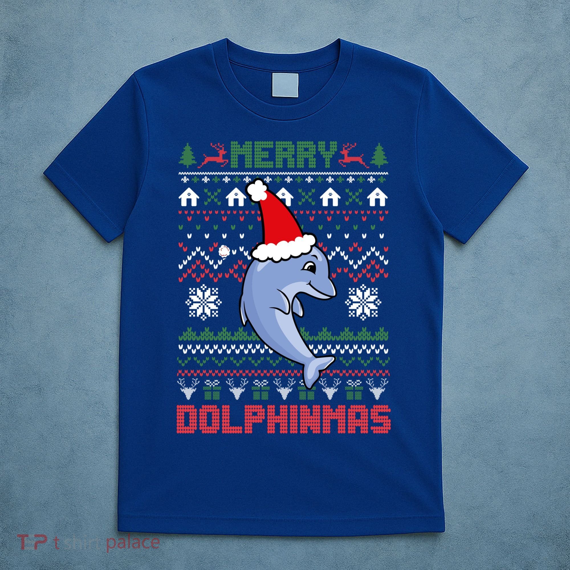 Funny Merry Dolphintmas Ugly Christmas Sweater Dolphin Santa Gift T-Shirt