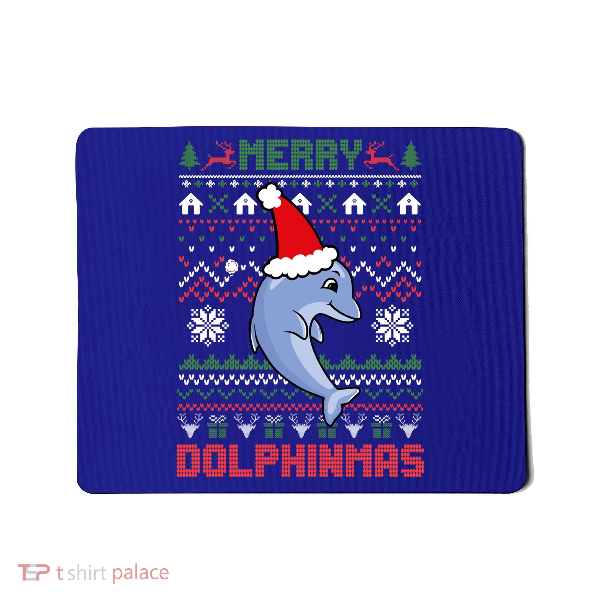 Funny Merry Dolphintmas Ugly Christmas Sweater Dolphin Santa Gift Mousepad